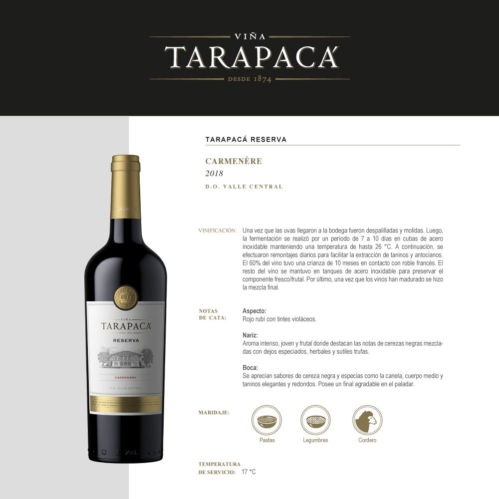 VINO TARAPACA 750ML RESERVA CARMENERE