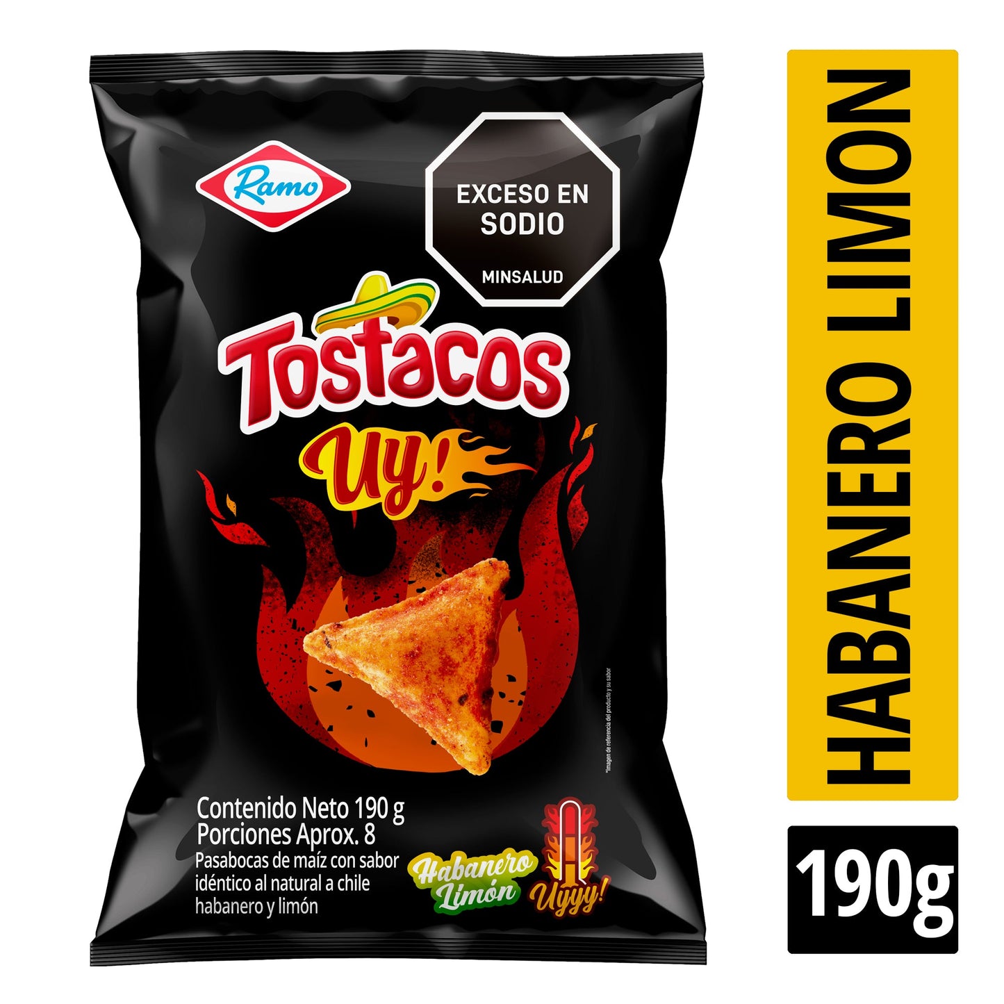 PASABOCAS TOSTACOS CHILE HABANERO LIMON UY RAMO 190G