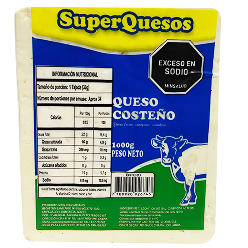 QUESO SUPERQUESOS 1000G COSTEÑO BLOQUE
