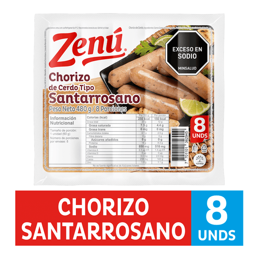 CHORIZO ZENU 8U 480G SANTARROSANO