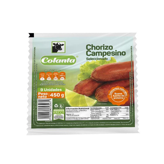 CHORIZO COLANTA 9U 450G CAMPESINO