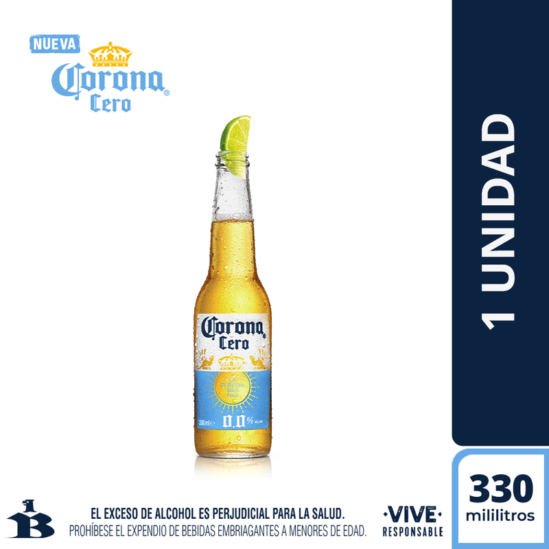 CERVEZA CORONA 330ML  CERO BOTELLA
