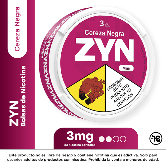 BOLSAS NICOTINA ZYN 3MG CEREZA NEGRA