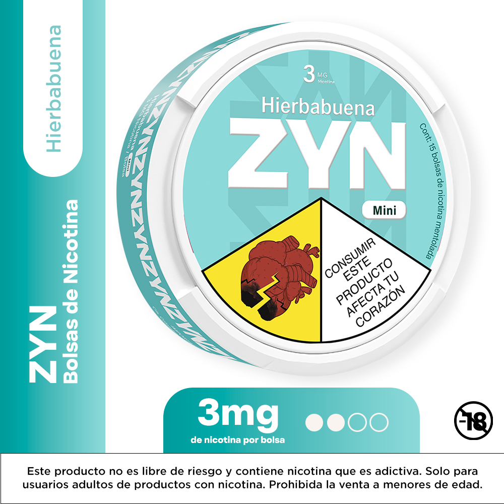 BOLSAS NICOTINA ZYN 3MG HIERBABUENA