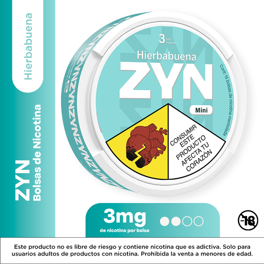 BOLSAS NICOTINA ZYN 3MG HIERBABUENA