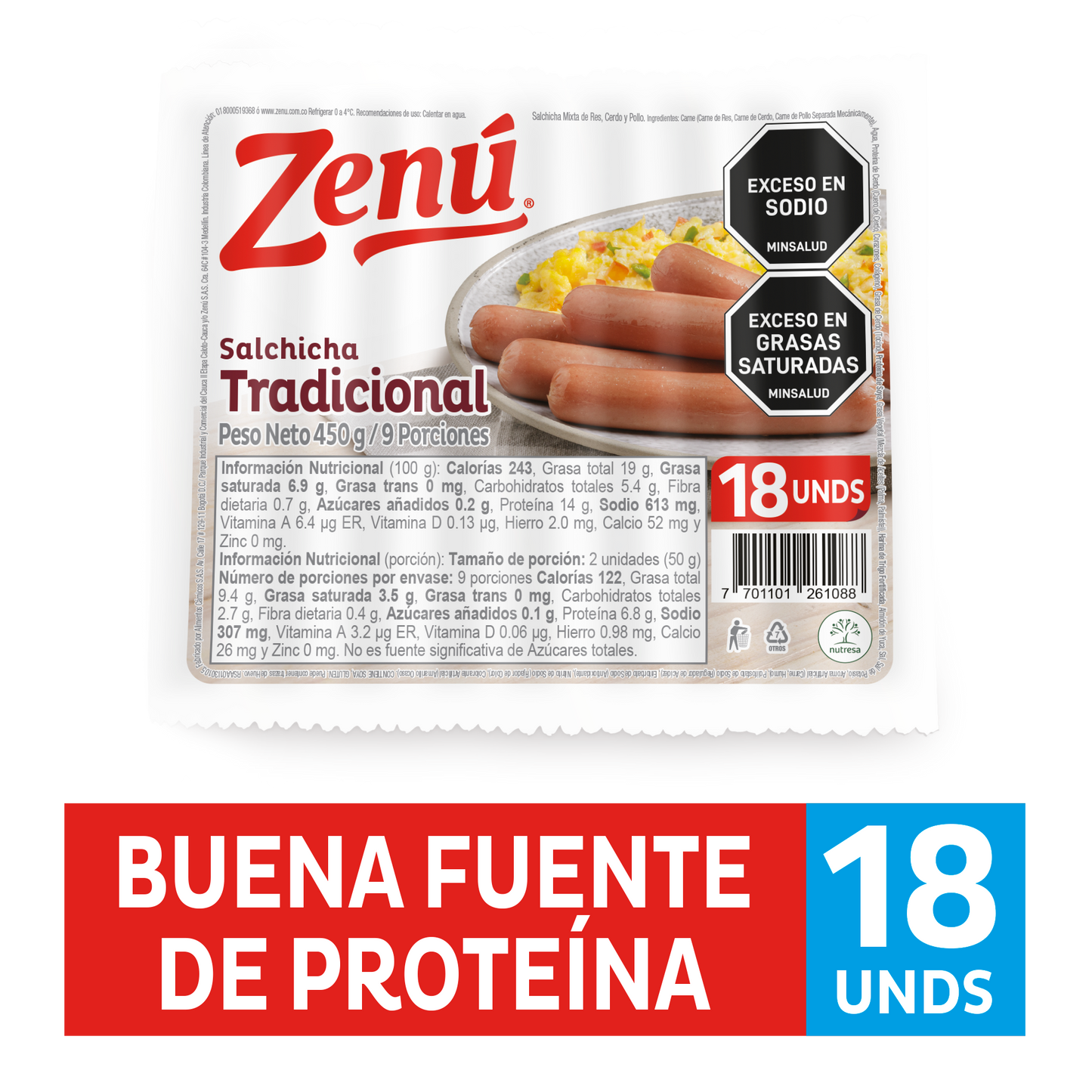 SALCHICHA ZENU 450G TRADICIONAL