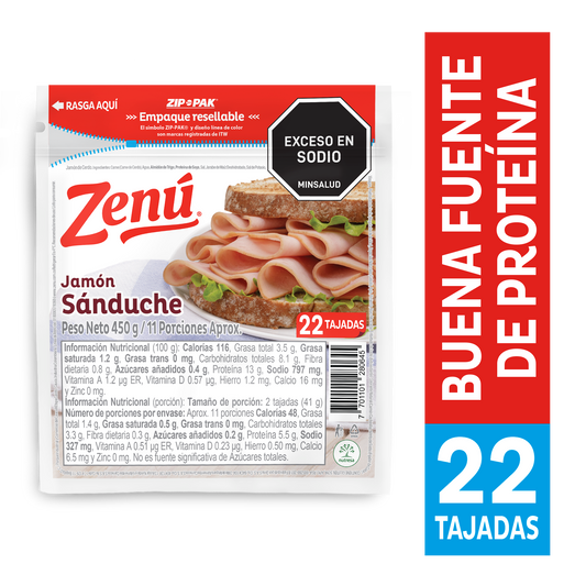JAMON ZENU 22U 450G SANDUCHE