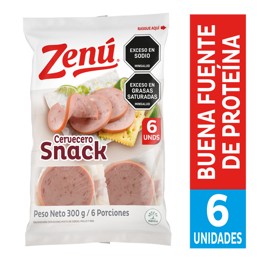 SALCHICHON CERVECERO SNACK ZENU 300G 6U