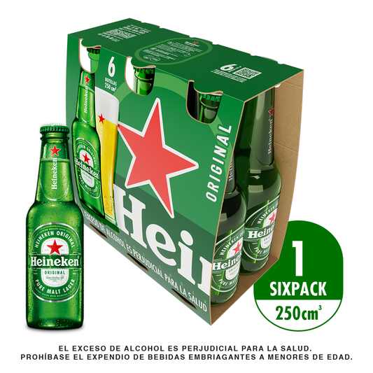 CERVEZA HEINEKEN 6U 250ML BOTELLA