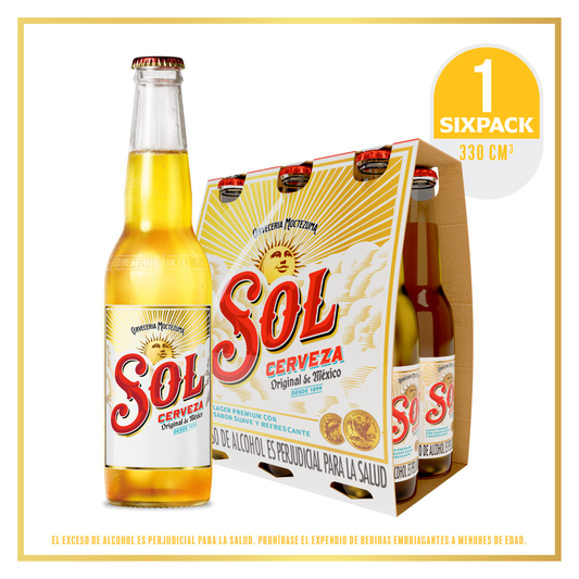 CERVEZA SOL 6U 330ML BOTELLA