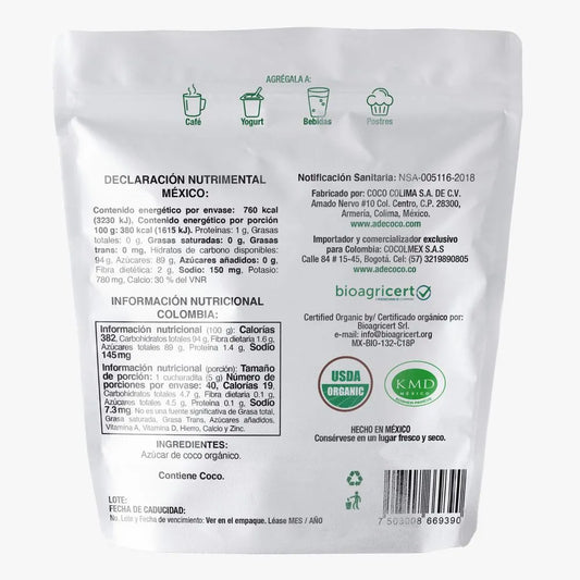 AZUCAR DE COCO ADECOCO 200G ORGANICO