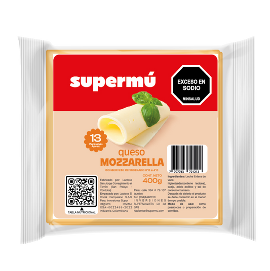 QUESO SUPERMU MOZZARELLA 13U 400G AL VACIO