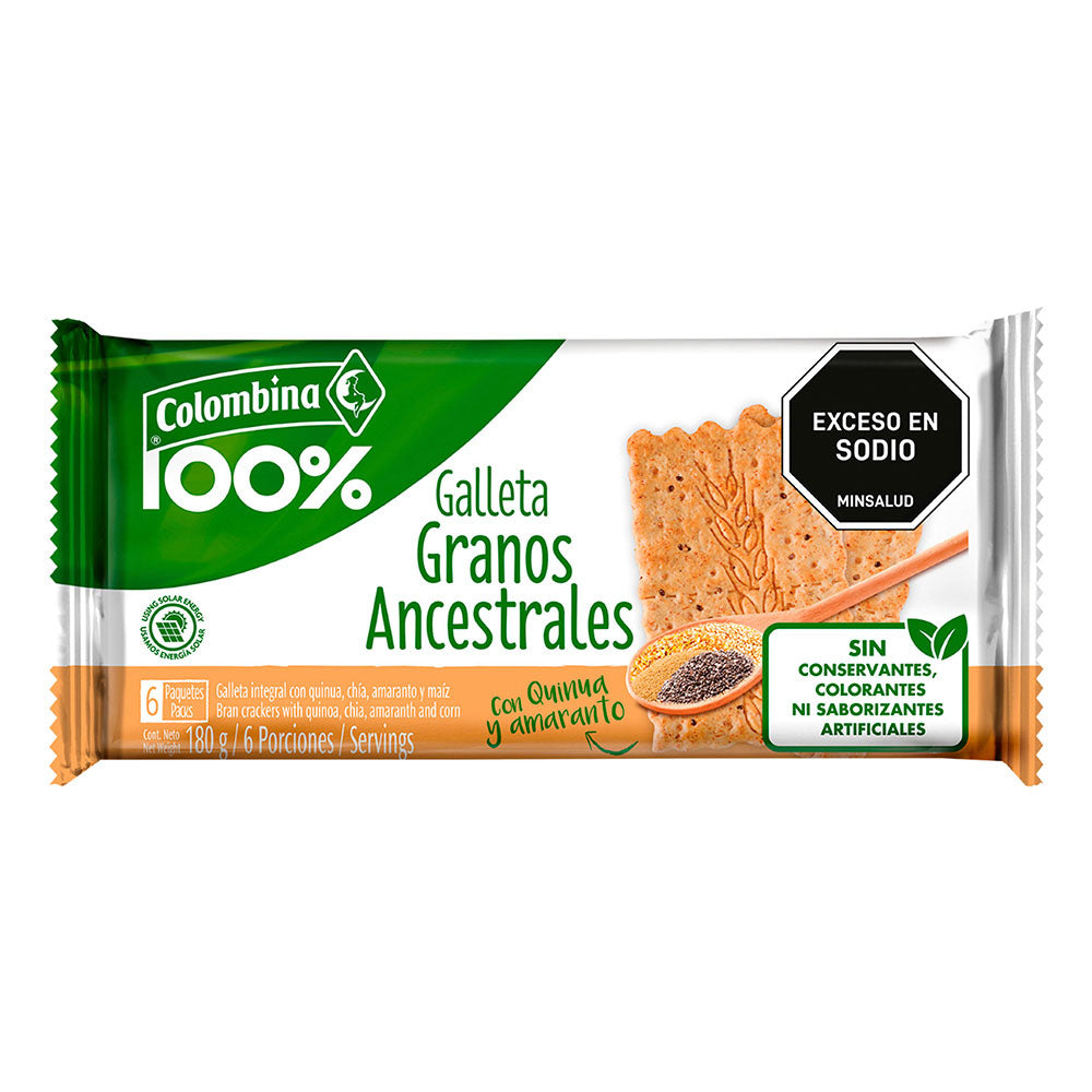 GALLETA COLOMBINA 6U 180G GRANOS ANCEST