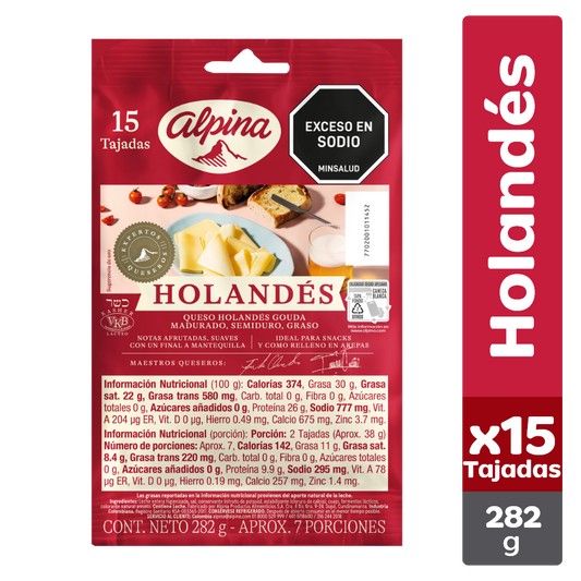 QUESO HOLANDES ALPINA 282G 15U
