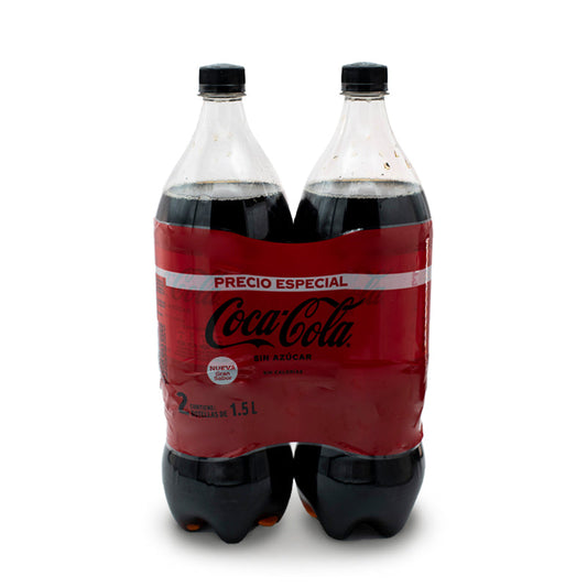 GASEOSA COCA COLA 2U 1.5L SIN AZUCAR