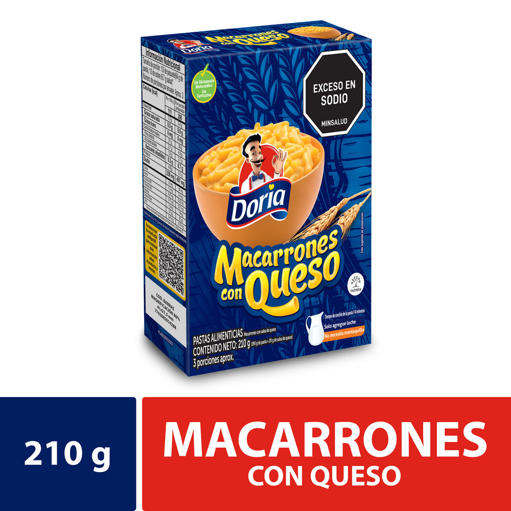 PASTA DORIA 210G MACARRON SSA/QUESO