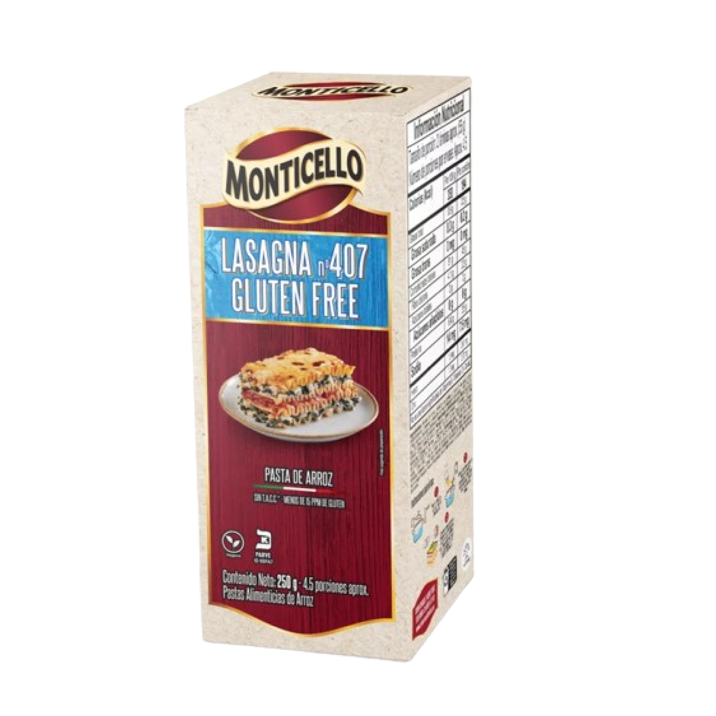 PASTA MONTICELLO 250G LASAGNA FREE