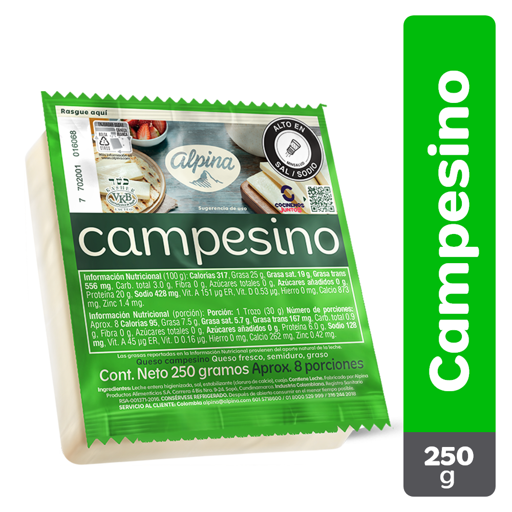 QUESO CAMPESINO ALPINA 250G
